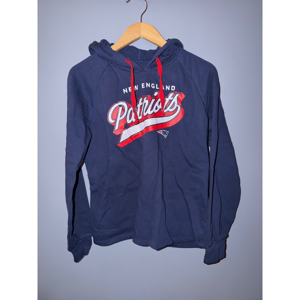 Fanatics New England Patriots Womens Navy Blue Pullover Hoodie Sweatshirt Large‎